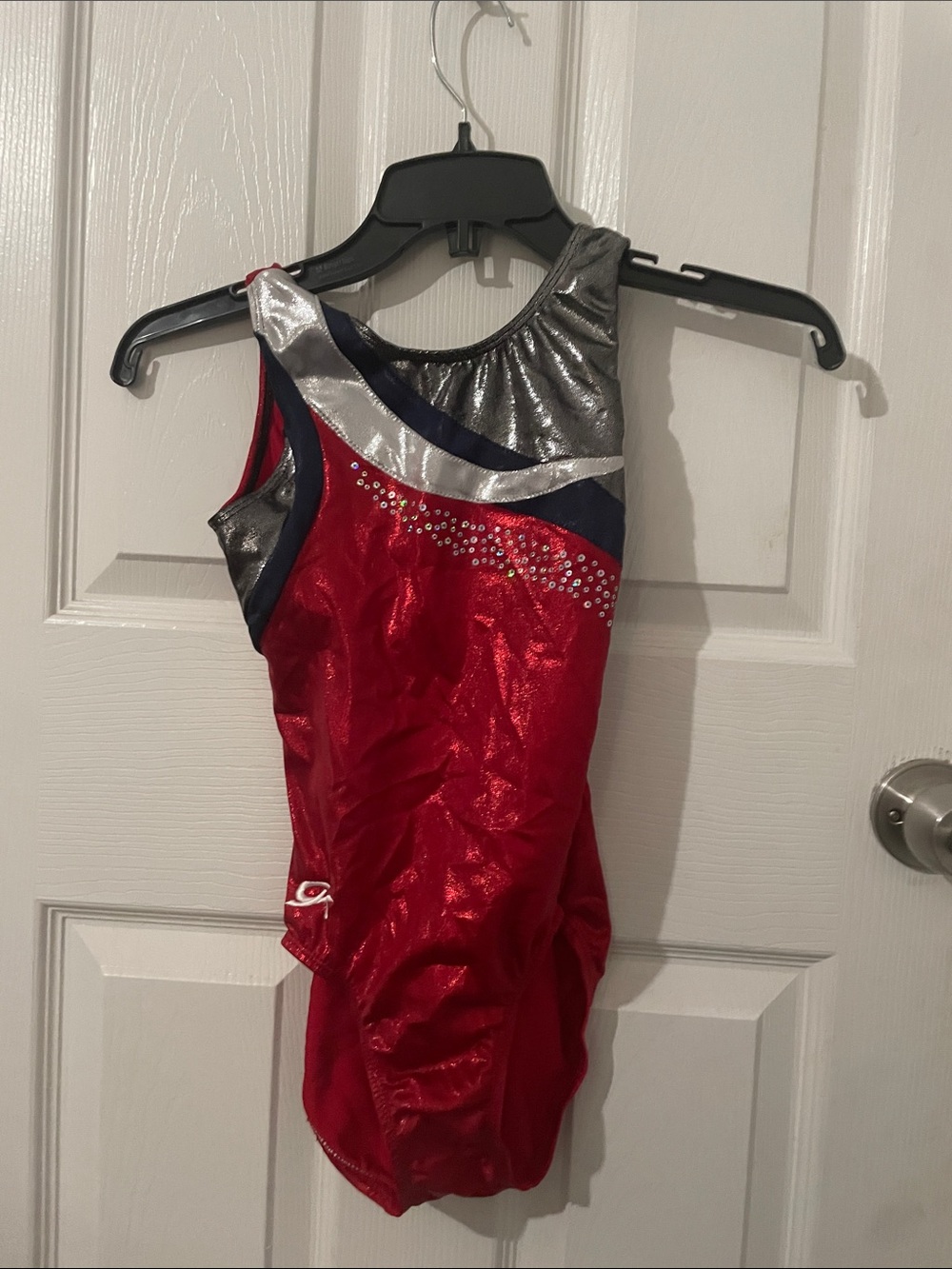 GK Red, Silver & Navy Girls' Gymnastics Leotard